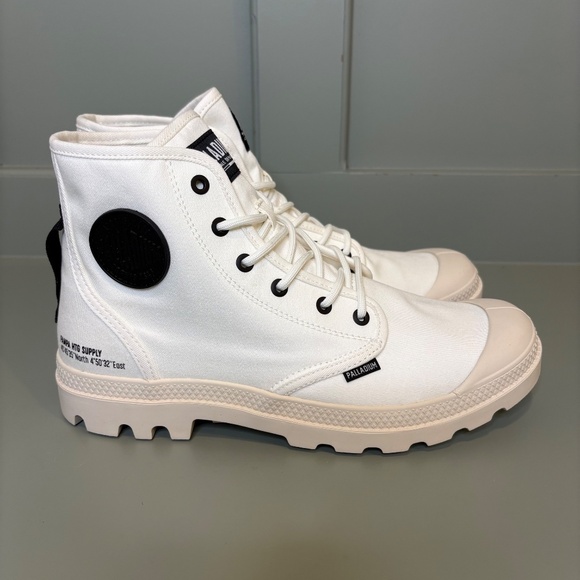 Palladium Pampa HTG Supply White Star Canvas‎ 77356 Women's Sz 11 Men's Size 9.5 - Picture 6 of 7
